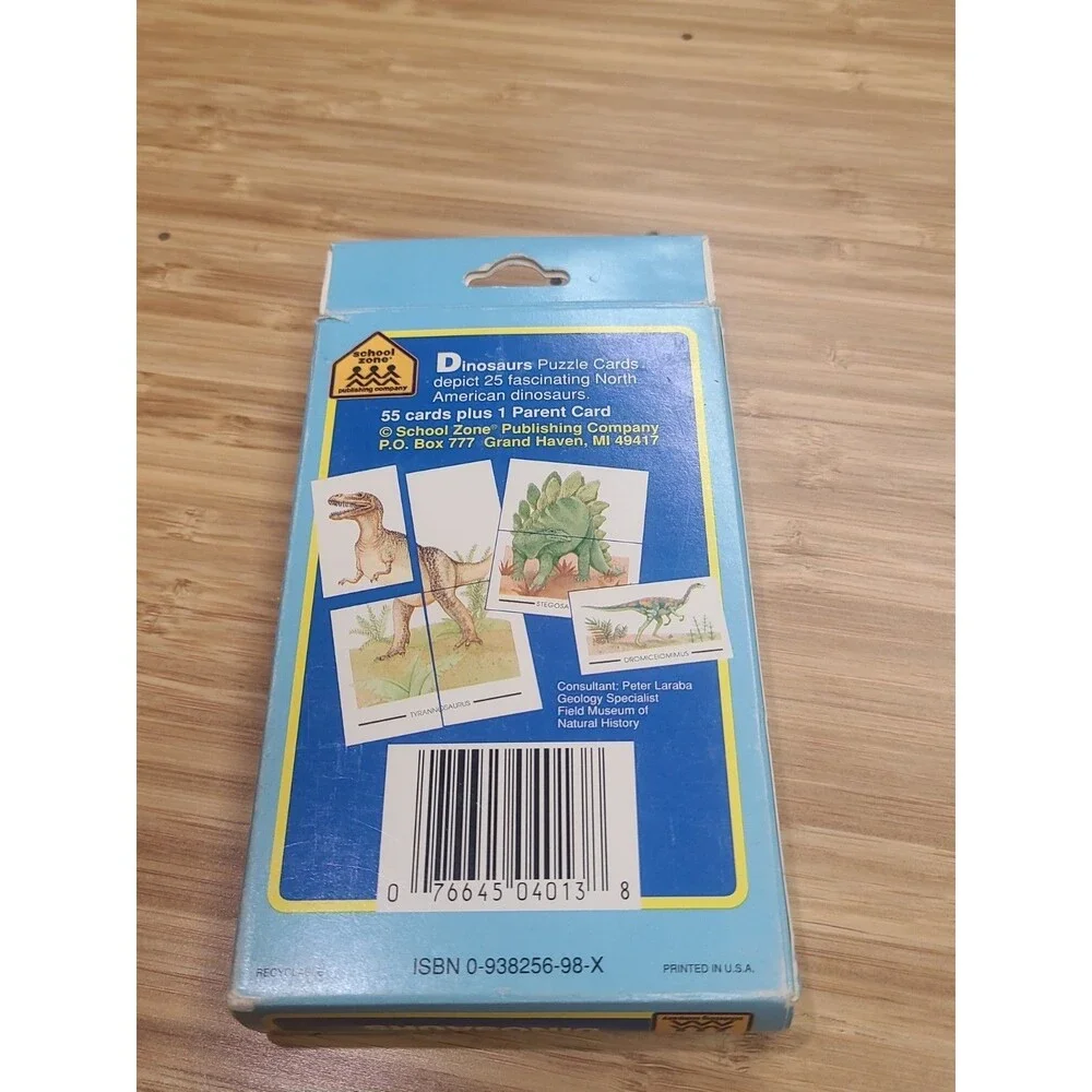 Vintage DINOSAURS Puzzle Cards from School Zone Flash Cards Home Schooling
